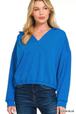 Zenana French Terry Collared Exposed Seam Sweatshirt - Trendsi - Flyclothing LLC