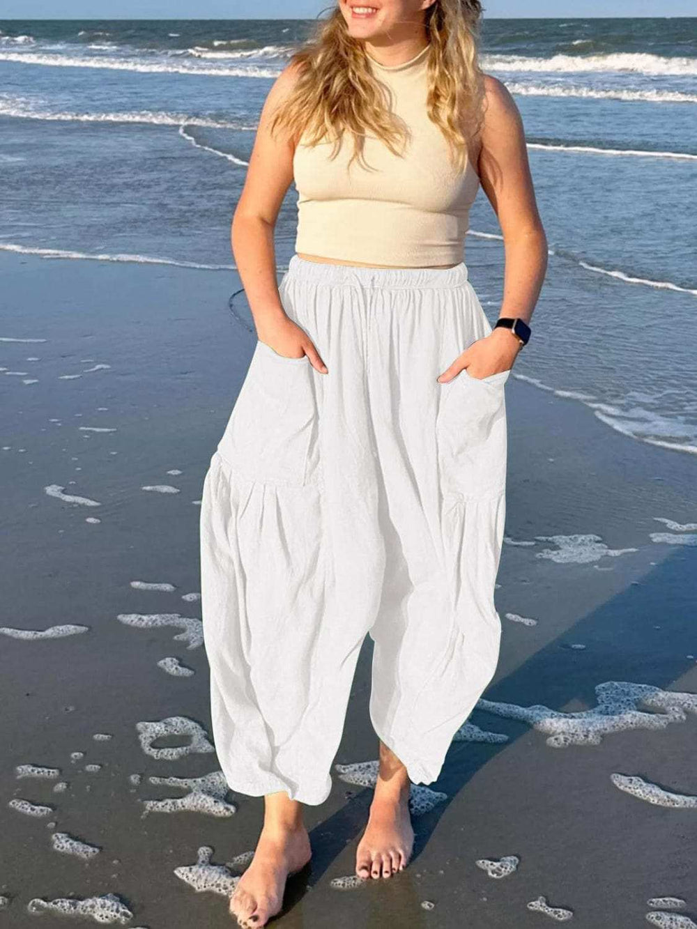 Full Size Drawstring Pants with Pockets Plus Size - Trendsi - Flyclothing LLC