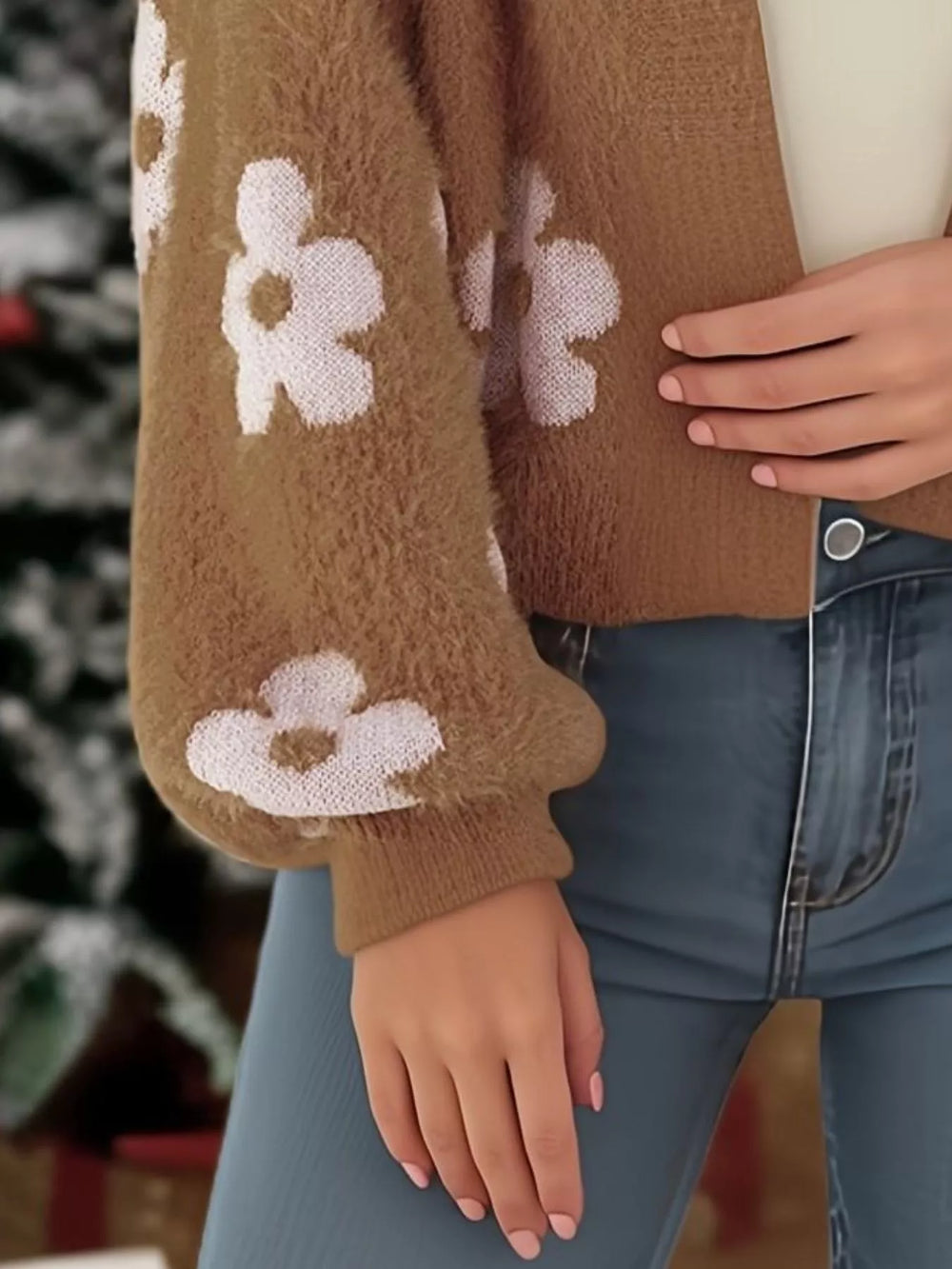 Floral Open Front Cardigan - Trendsi - Flyclothing LLC