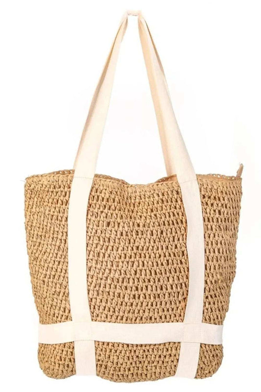 Fame Straw Braided Hat Carrier Tote Bag - Trendsi - Flyclothing LLC