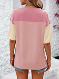 Color Block Round Neck Half Sleeve T-Shirt - Trendsi - Flyclothing LLC