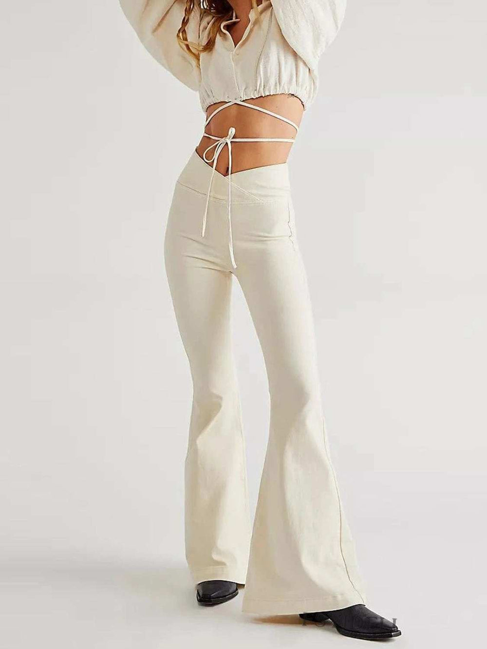 Asymmetric Waist Flare Jeans - Trendsi - Flyclothing LLC