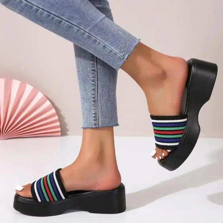 Open Toe Platform Cloth Sandals - Trendsi - Flyclothing LLC
