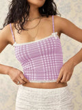 Lace Detail Plaid Square Neck Cami - Trendsi - Flyclothing LLC