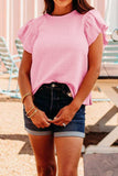 Textured Ruffle Cap Sleeve Top - Trendsi - Flyclothing LLC
