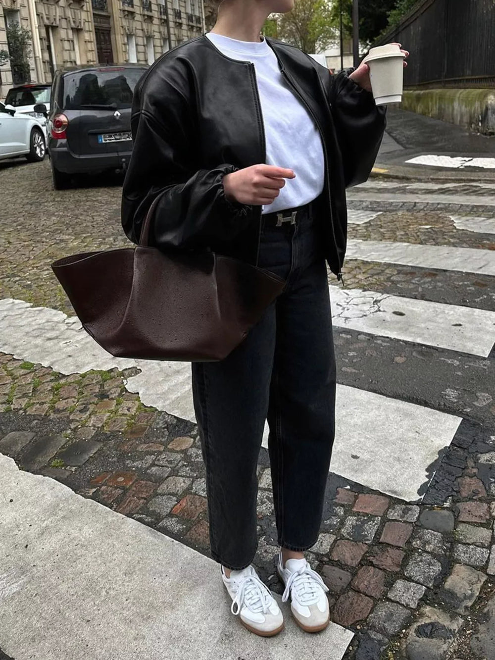 Zip Up Leather Bomber Jacket - Trendsi - Flyclothing LLC