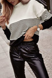 Striped Color Block Long Sleeve Knit Top - Trendsi - Flyclothing LLC