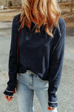 Long Raglan Sleeve Round Neck Top - Trendsi - Flyclothing LLC