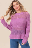 BiBi Openwork Long Sleeve Knit Top - Trendsi - Flyclothing LLC