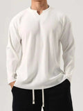 Men's Plus Size Notched Long Sleeve Top - Trendsi - Flyclothing LLC