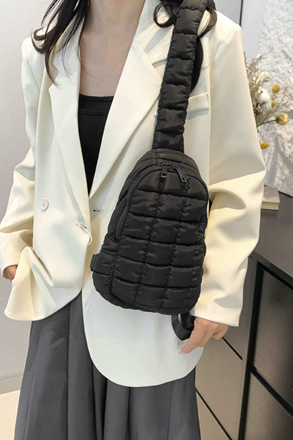 Quilted Nylon Crossbody Bag - Trendsi - Flyclothing LLC