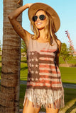 BiBi American Flag Print Knit Sleeveless Top - Trendsi - Flyclothing LLC