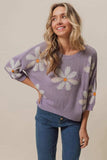 BiBi Floral Pattern Slit Sweater - Trendsi - Flyclothing LLC