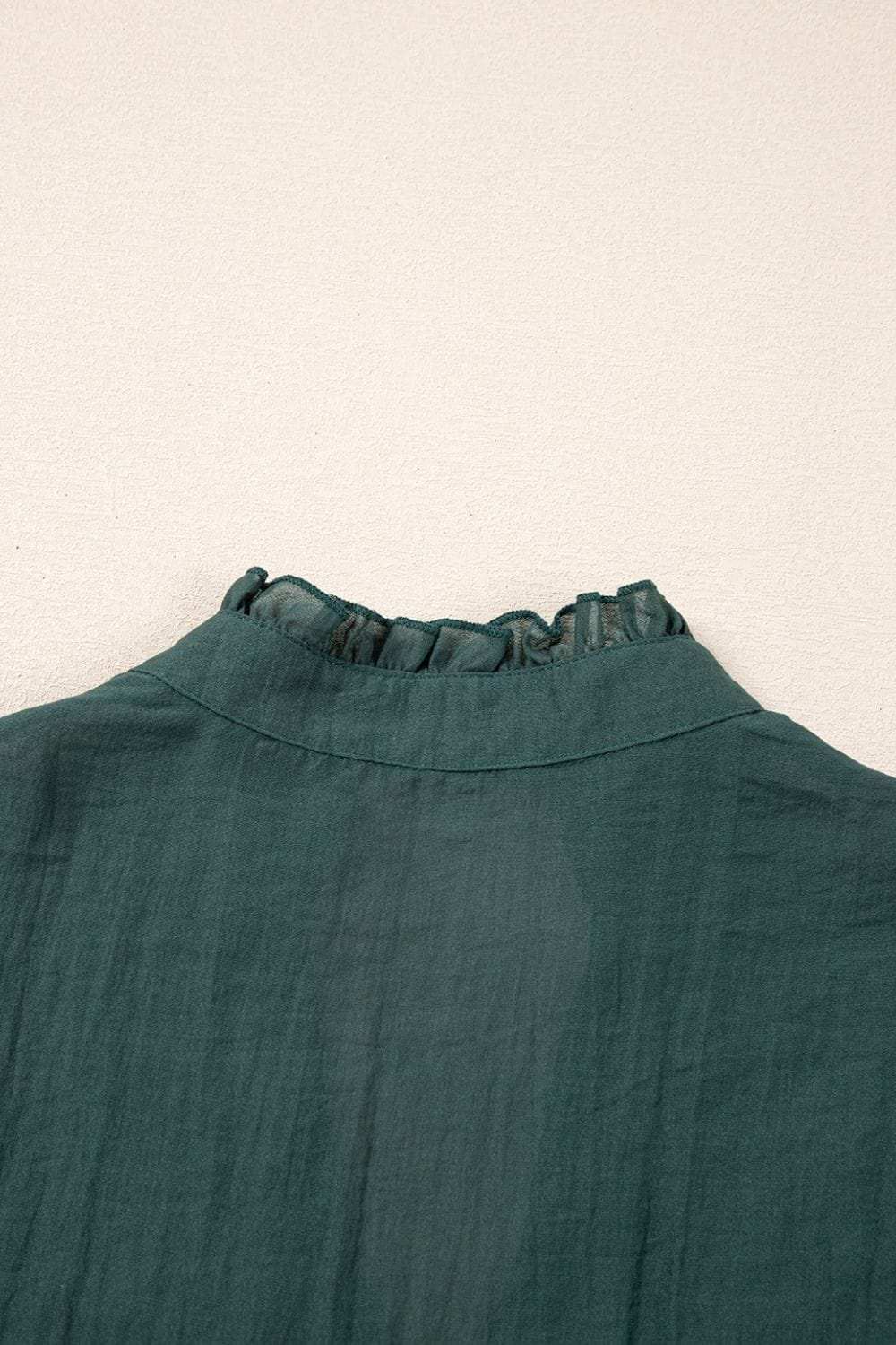 Frilled Notched Ruffled Cap Sleeve Blouse - Trendsi - Flyclothing LLC