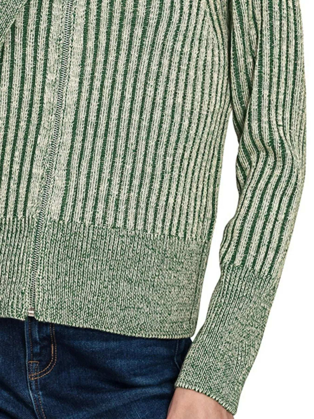 Zenana Ribbed Two Tone Zip Up Sweater Cardigan - Trendsi - Flyclothing LLC