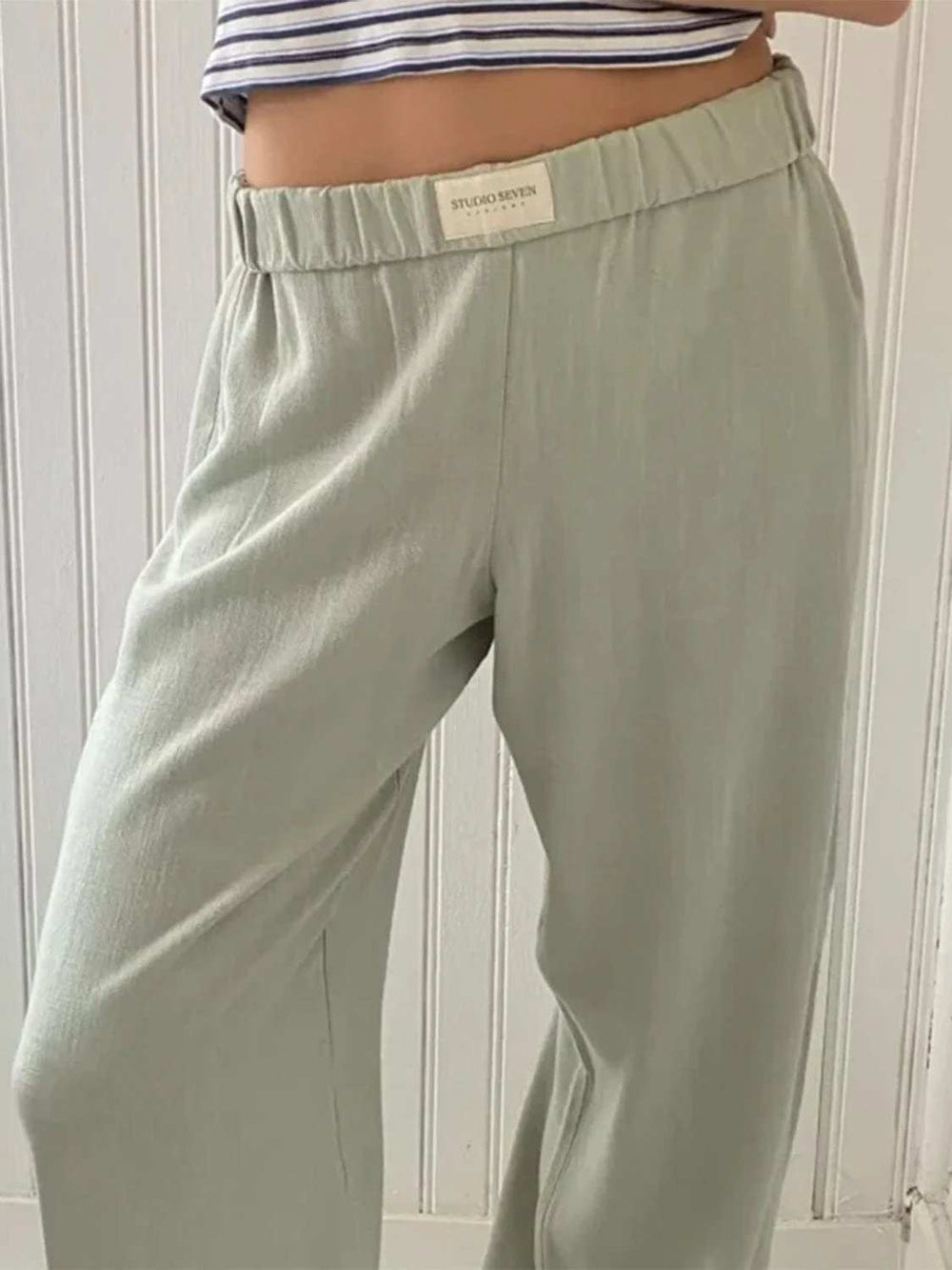 Elastic Waist Wide Leg Pants - Trendsi - Flyclothing LLC
