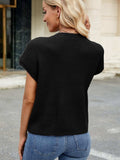 Round Neck Short Sleeve Sweater - Trendsi - Flyclothing LLC