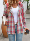 Plaid Long Sleeve Hooded Jacket - Trendsi - Flyclothing LLC
