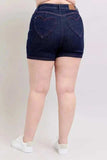 Judy Blue Full Size High Waist Heart Shaped Pkts & Red Contrast Thread Denim Shorts Plus Size - Trendsi - Flyclothing LLC