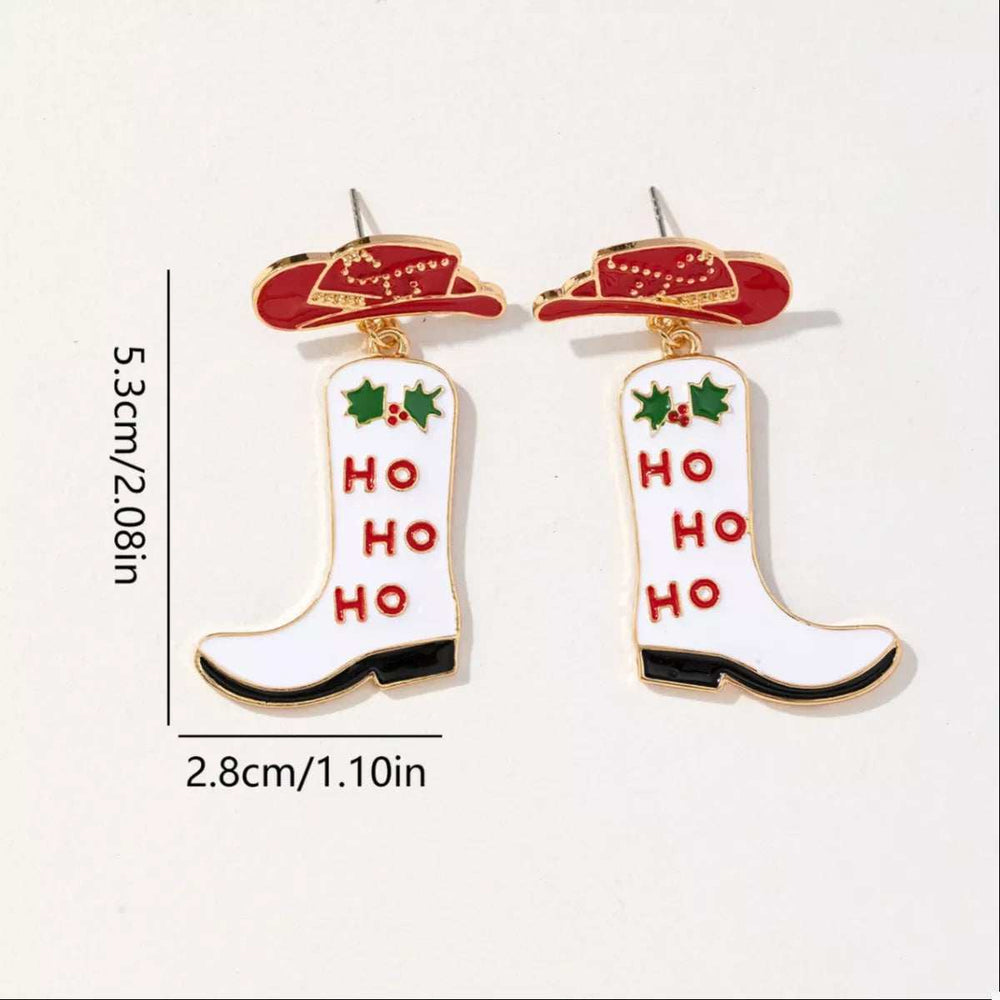 Christmas Cowboy Hat and Boot Dangle Earrings - Trendsi - Flyclothing LLC