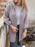 Full Size Open Front Drop Shoulder Hooded Cardigan Plus Size - Trendsi - Flyclothing LLC