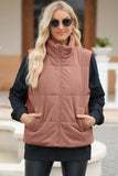 Pocketed Zip Up Turtleneck Vest Coat - Trendsi - Flyclothing LLC