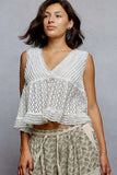 POL Textured Lace Cropped Tank with Trim Detail - Trendsi - Flyclothing LLC