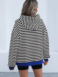 Drawstring Striped Long Sleeve Hoodie - Trendsi - Flyclothing LLC