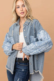 And The Why Full Size Paisley Print Quilted Sleeves Denim Jacket - Trendsi - Flyclothing LLC