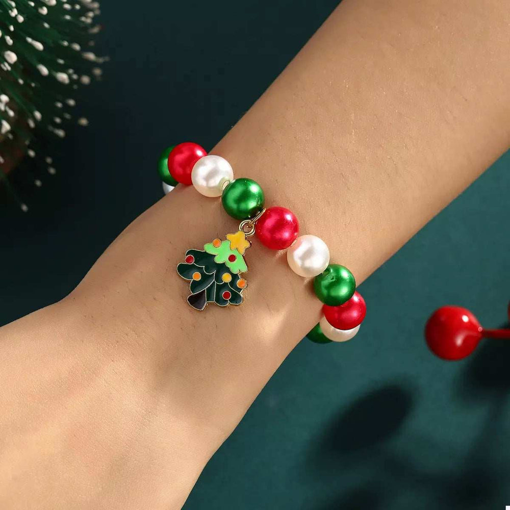 5 Piece Christmas Synthetic Pearl Bracelet - Trendsi - Flyclothing LLC