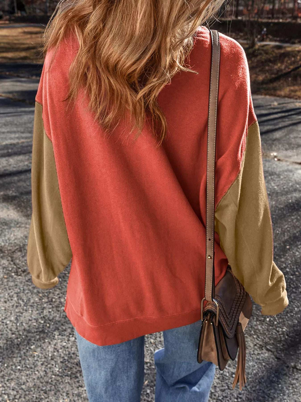 Halloween Glitter Ghost Patched Pattern Color Block Sweatshirt - Trendsi - Flyclothing LLC