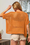 BiBi Hollowed Out Short Sleeve Knit Cover Up - Trendsi - Flyclothing LLC