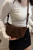 Suede Croissant Shape Shoulder Bag - Trendsi - Flyclothing LLC