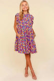 Haptics Frilled Mock Neck Ditsy Floral Dress - Trendsi - Flyclothing LLC