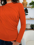 Ruched Mock Neck Long Sleeve T-Shirt - Trendsi - Flyclothing LLC