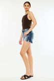 Kancan High Waist Raw Hem Denim Shorts - Trendsi - Flyclothing LLC