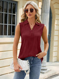 Textured Johnny Collar Tank - Trendsi - Flyclothing LLC