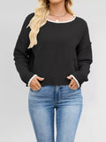 Round Neck Dropped Shoulder Sweater - Trendsi - Flyclothing LLC