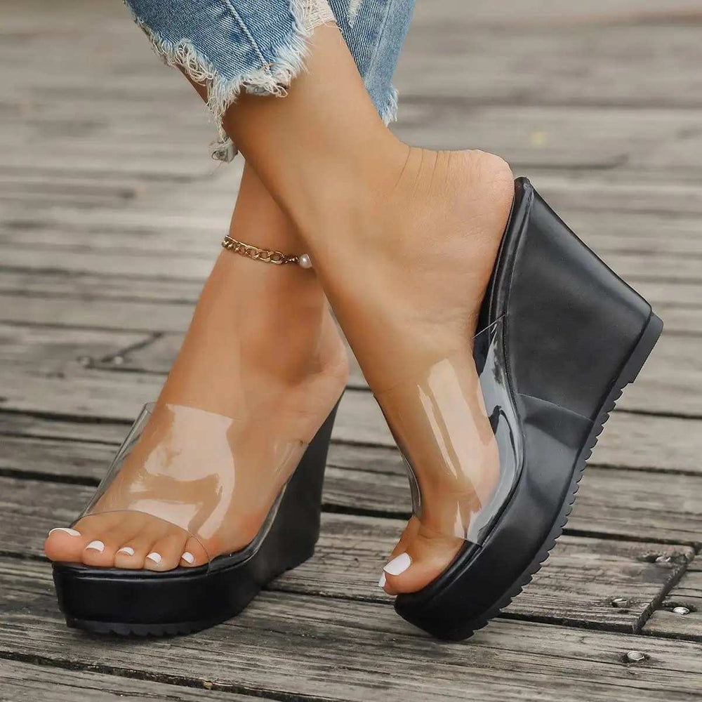 Open Toe Wedge Sandals - Trendsi - Flyclothing LLC