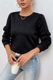 Texture Round Neck Long Sleeve Sweatshirt - Trendsi - Flyclothing LLC