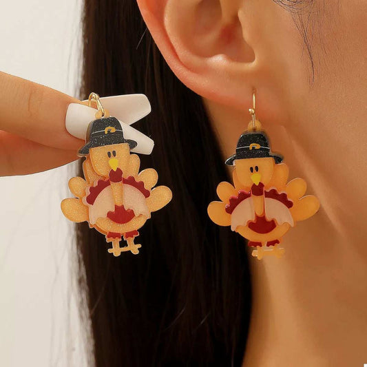 Thanksgiving Turkey Dangle Earrings - Trendsi - Flyclothing LLC