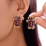 Alloy Gingerbread Man Stud Earrings - Trendsi - Flyclothing LLC