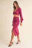 MABLE Front Twisted Knit Top and Midi Skirt Set - Trendsi - Flyclothing LLC