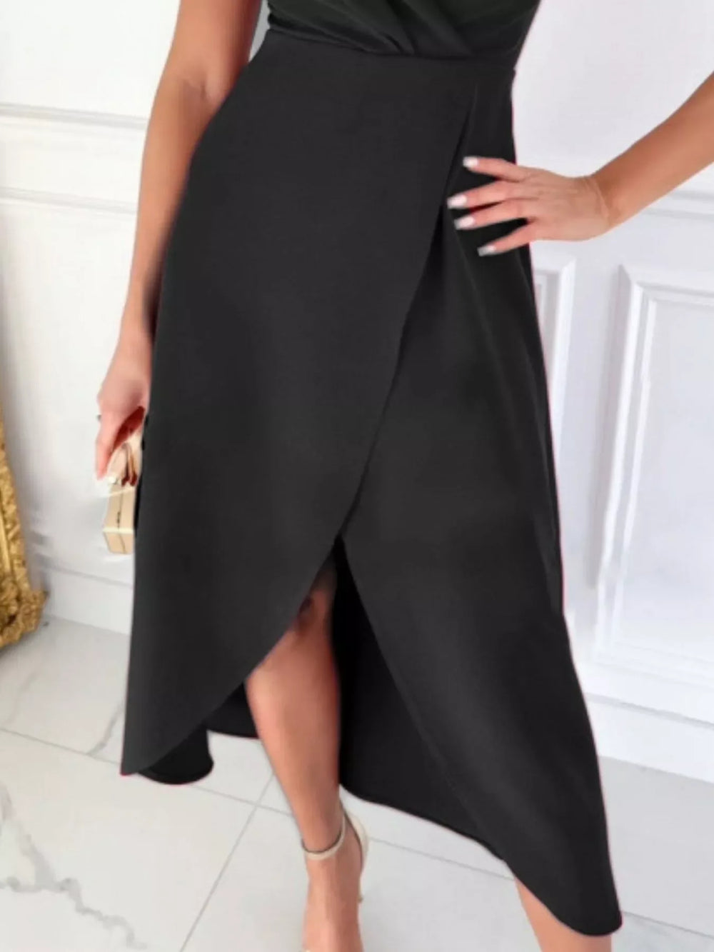 Ruffle Sleeve Wrap Midi Dress - Trendsi - Flyclothing LLC