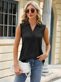 Textured Johnny Collar Tank - Trendsi - Flyclothing LLC