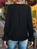 V-Neck Flounce Sleeve Blouse - Trendsi - Flyclothing LLC