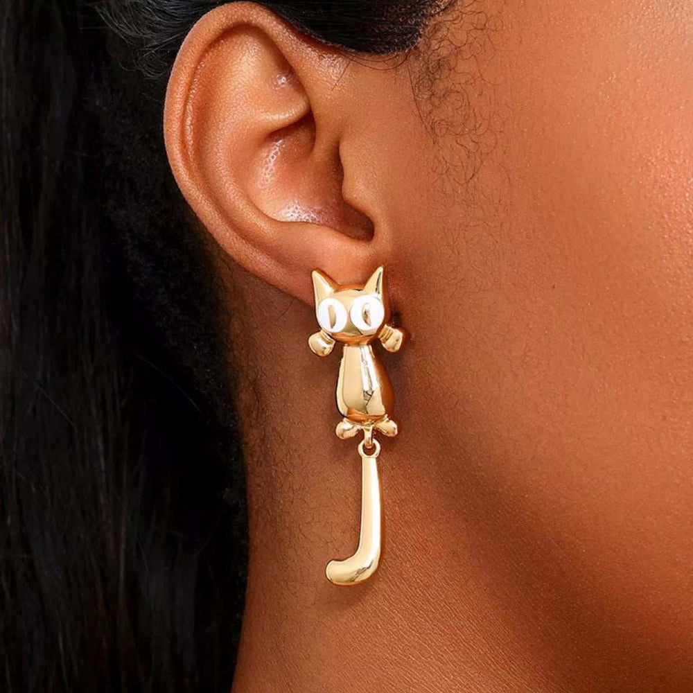 Alloy Cat Earrings - Trendsi - Flyclothing LLC