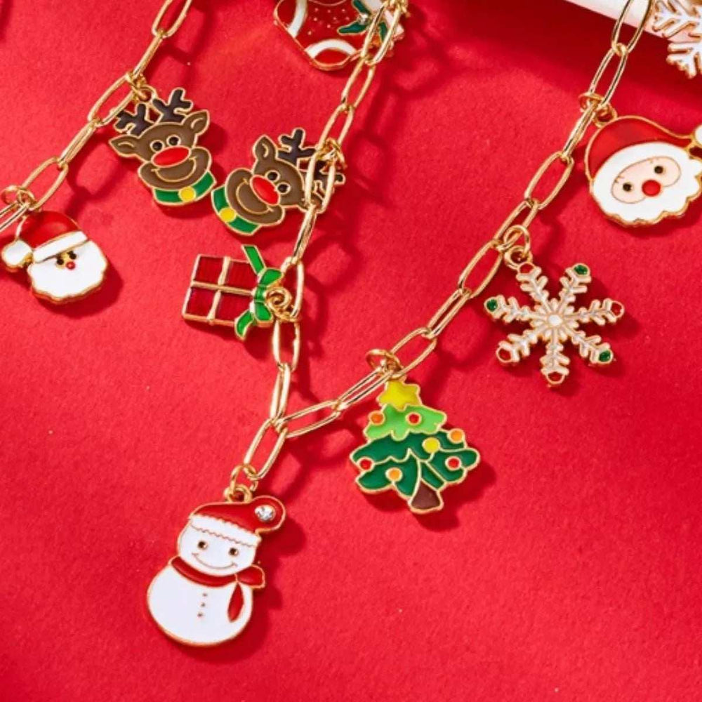 18K Gold-Plated Resin Christmas Theme Necklace - Trendsi - Flyclothing LLC