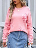Flower Round Neck Dropped Shoulder Sweater - Trendsi - Flyclothing LLC
