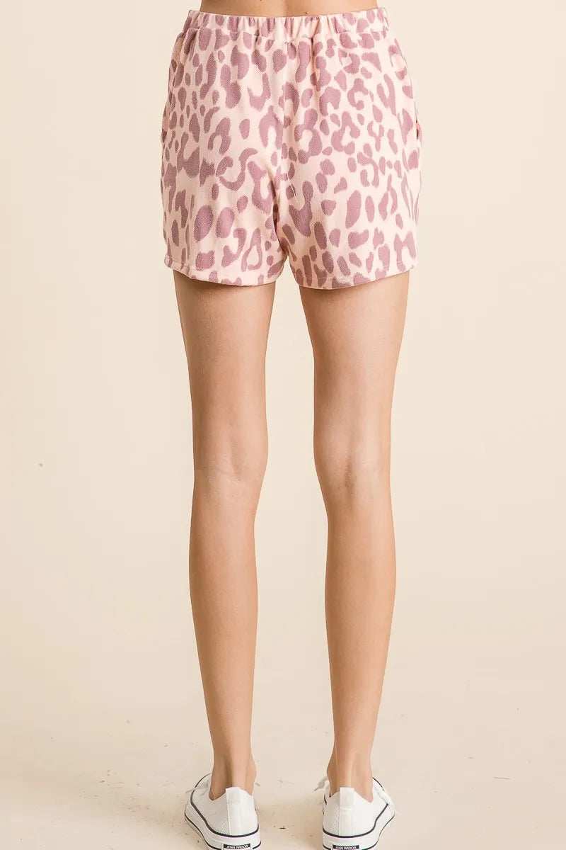 BiBi Leopard Shorts with Twill Tape Drawstring - Trendsi - Flyclothing LLC